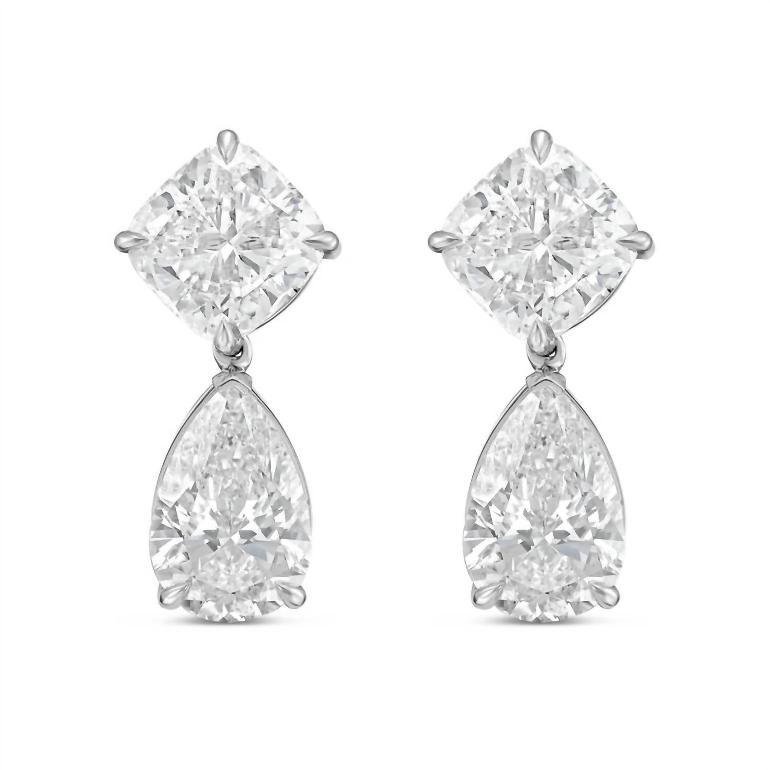 Diana M Jewels - Women's Cushion & Pear Lab-grown Diamond Stud Earrings (8.00 Tcw) - Elegant Plus