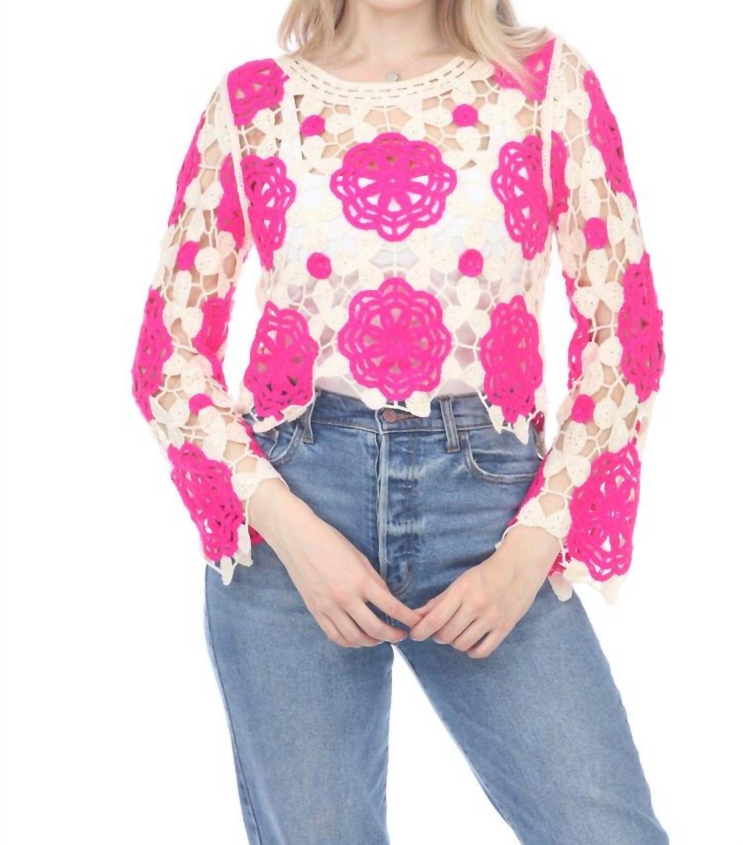 Rain And Rose - Quinn Knit Floral Top