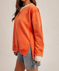 Hem & Thread - Color Block Snow Wash Oversized Sweatshirt