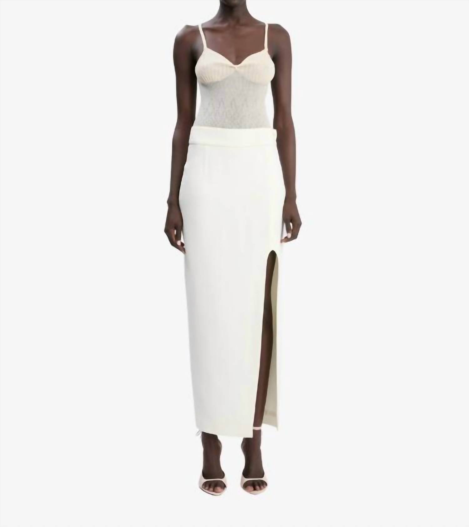 VICTORIA BECKHAM Split Detail Maxi Skirt in ivory - women's skirt