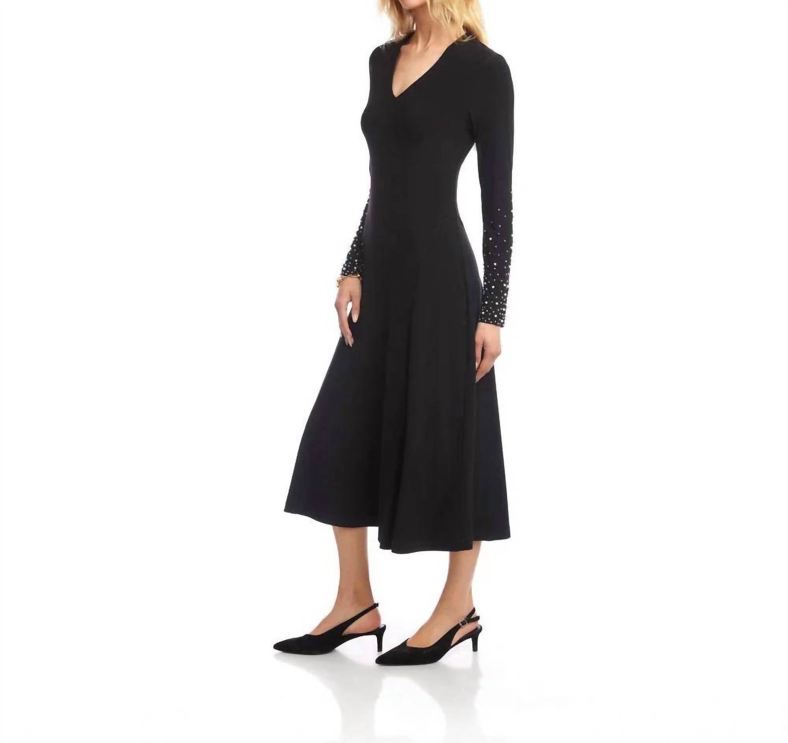 Karen Kane - Kate Beaded Sleeve Midi Travel Dress