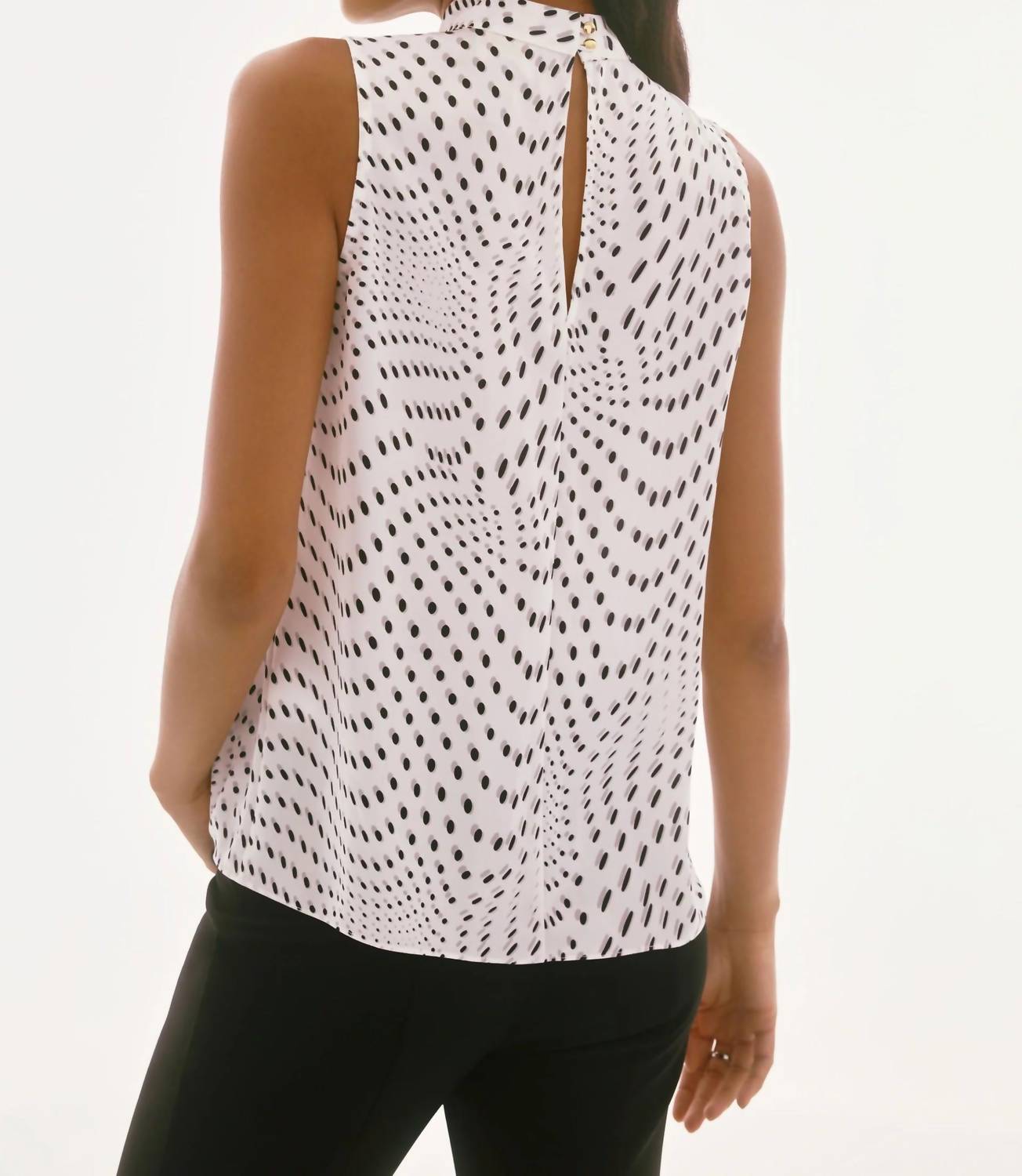 Joseph Ribkoff - Polka Dot Keyhole Neck Sleeveless Top