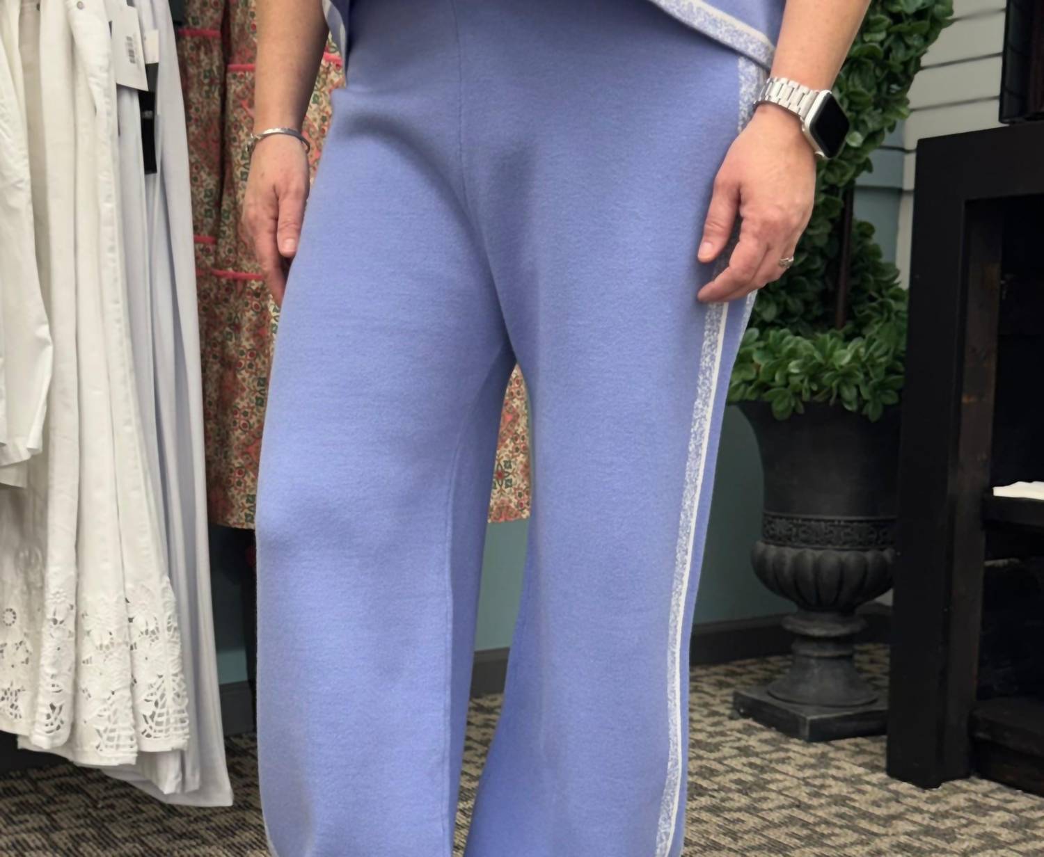 entro Elastic Waist Wide Leg Pants in blue - women's pants