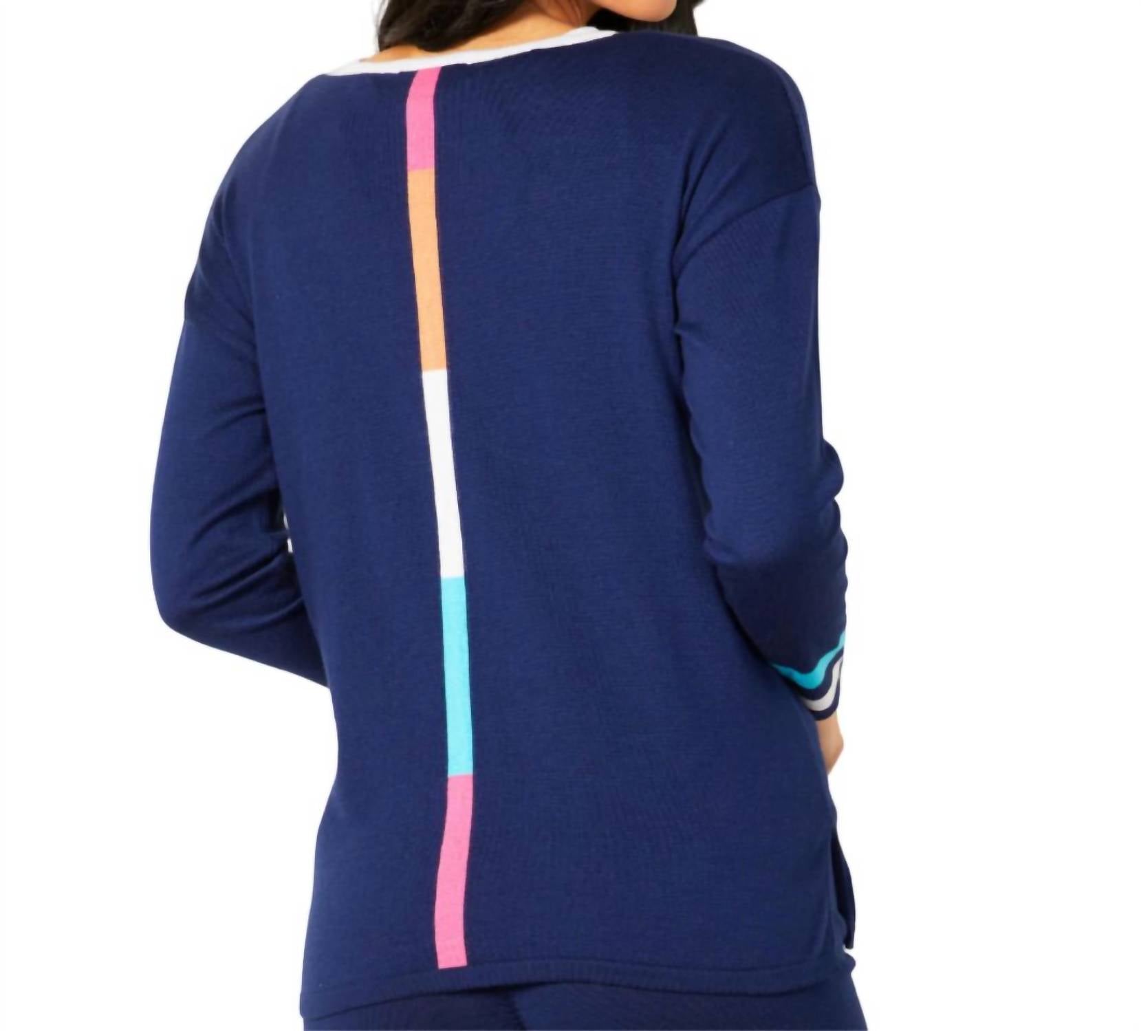 V-Neck Stripe Detail Pullover