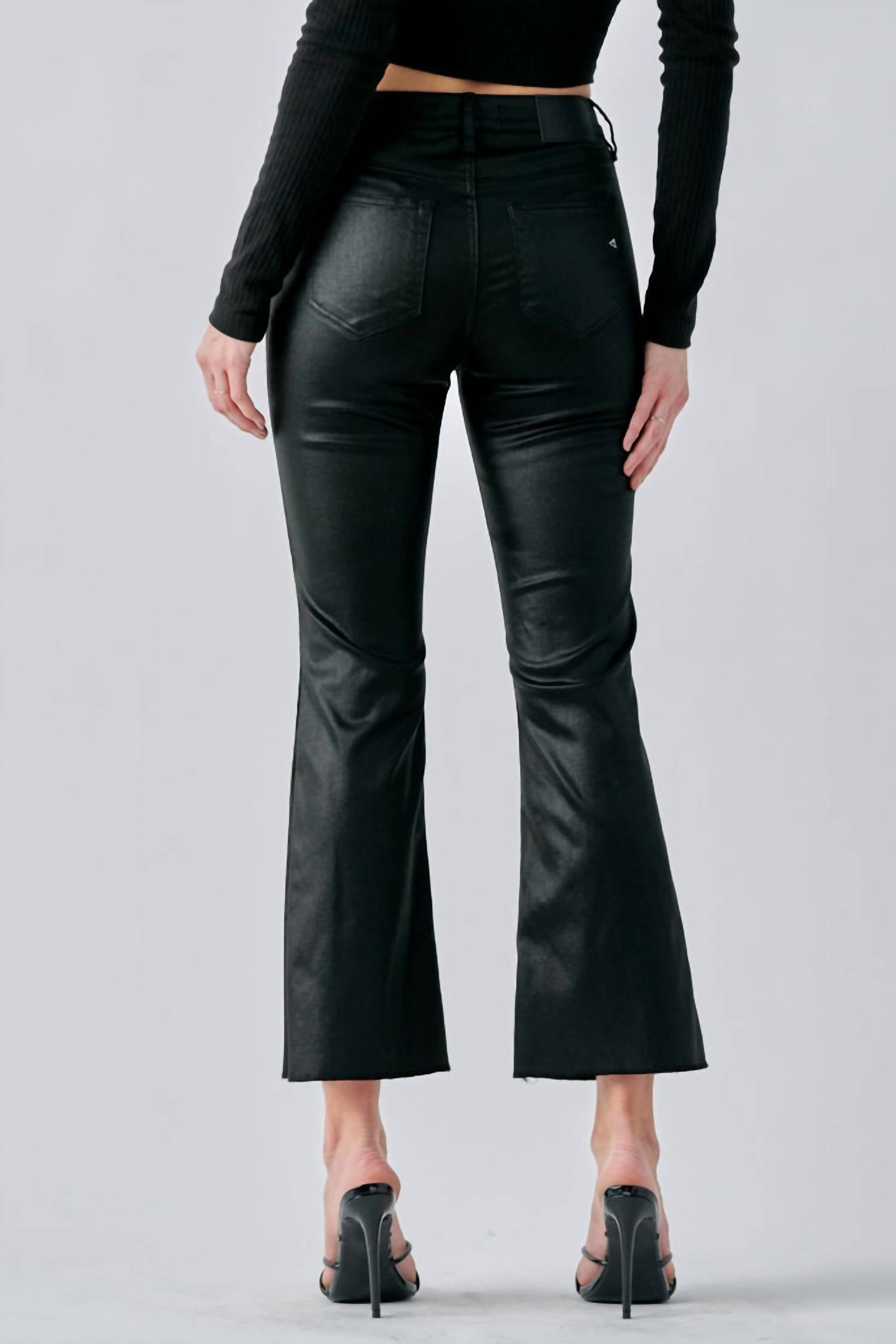 Hidden - Happi Hi-rise Coated Raw Hem Crop Jean