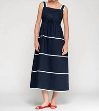 Vilagallo Striped Straps Dress in navy - women's dress