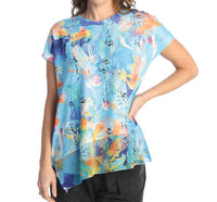 Jess & Jane Brook Light Knit Asymmetric Top in pattern - women's blouse