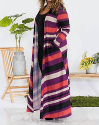 Karen T Design - Striped Long Sleeve Cardigan