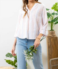 Blu Pepper - Striped V-neck Top