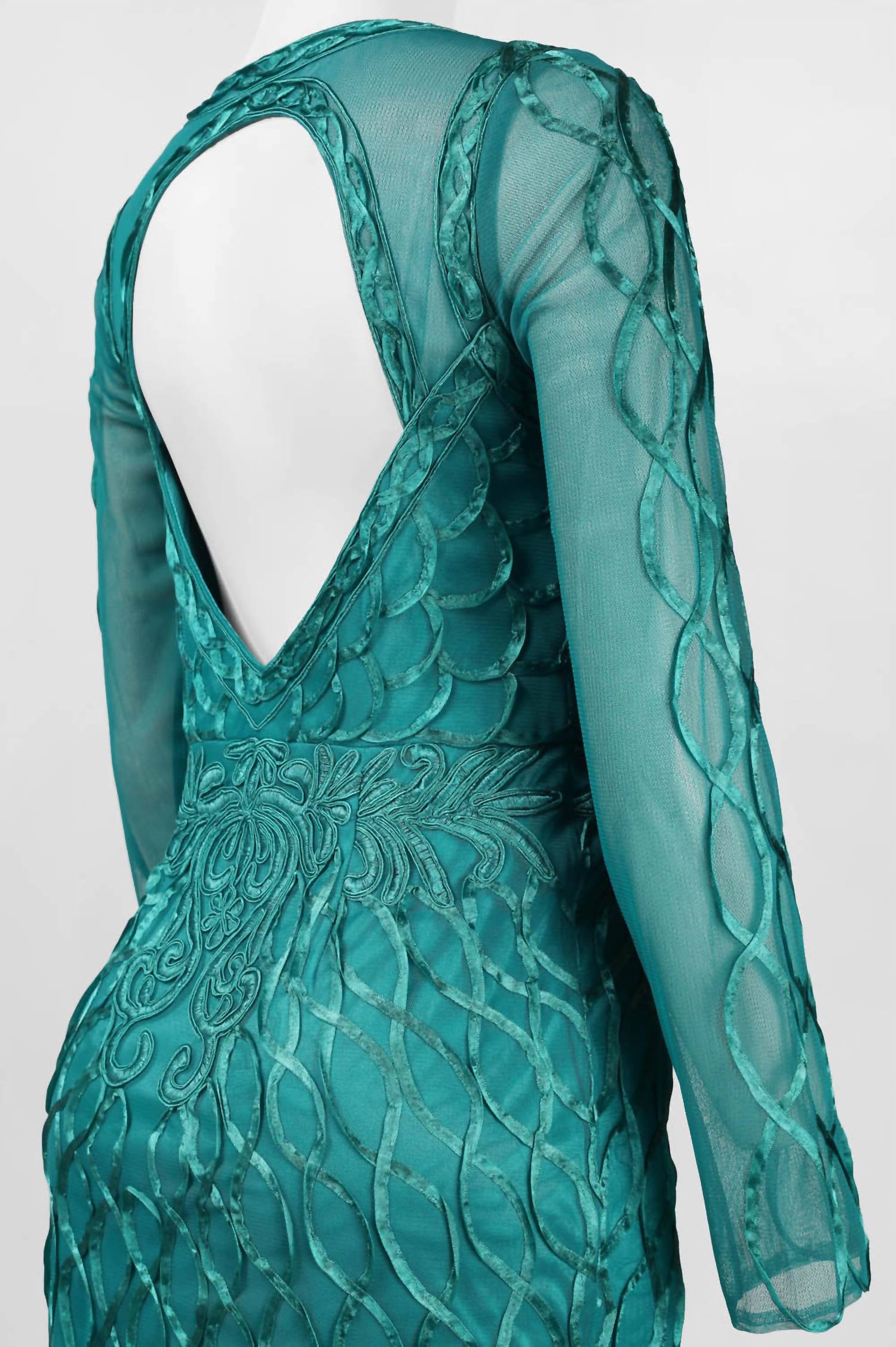 Sue Wong - Embroidered Open-Back Dress