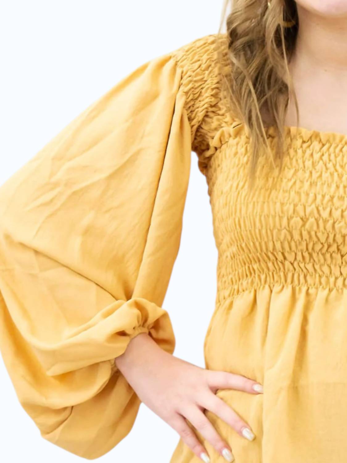 Bibi - Long Sleeve Smocked Top