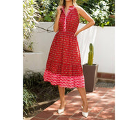Thml - Red Halter Button Up Print Maxi Dress