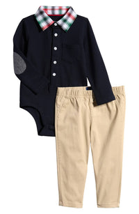 Andy & Evan Kids' Holiday Polo Bodysuit & Cord Pants Set in navy - item