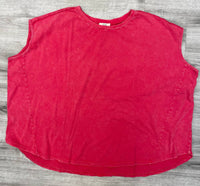 Easel - Women's Cap Sleeve Mineral Washed Knit Top