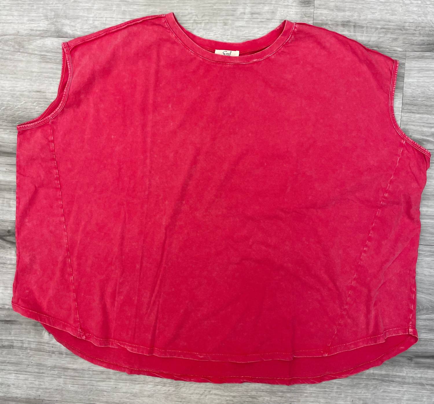 Easel - Women's Cap Sleeve Mineral Washed Knit Top