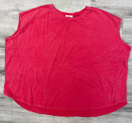 Easel - Women's Cap Sleeve Mineral Washed Knit Top