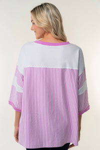 White Birch - Crew Neck With Stripes Top