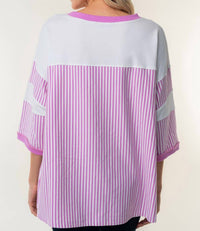 White Birch - Crew Neck With Stripes Top