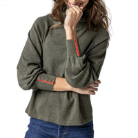 Lilla P Women's Snap Cuff Turtleneck Sweater in moss - women's sweater