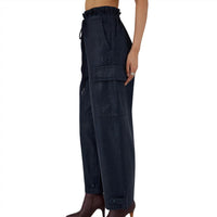 Moussy Women's Adelaide Denim Cargo Pants in dark blue - women's pants - alternate view
