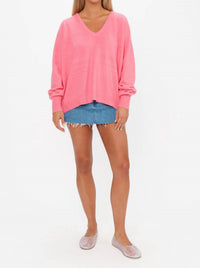 Show Me Your Mumu Anything Goes V Neck Sweater in coral knit - women's sweater - view 4