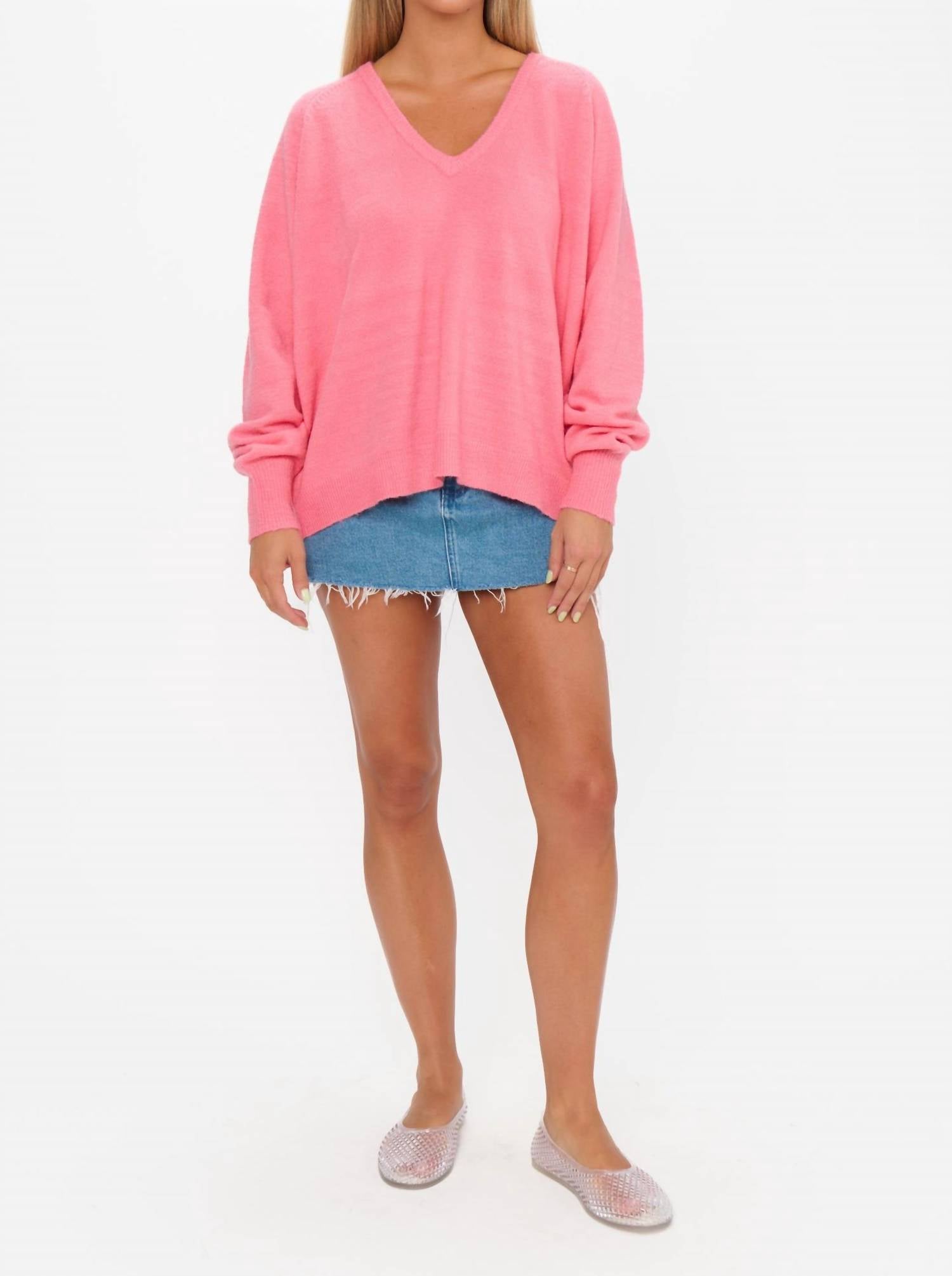 Show Me Your Mumu Anything Goes V Neck Sweater in coral knit - women's sweater - view 4