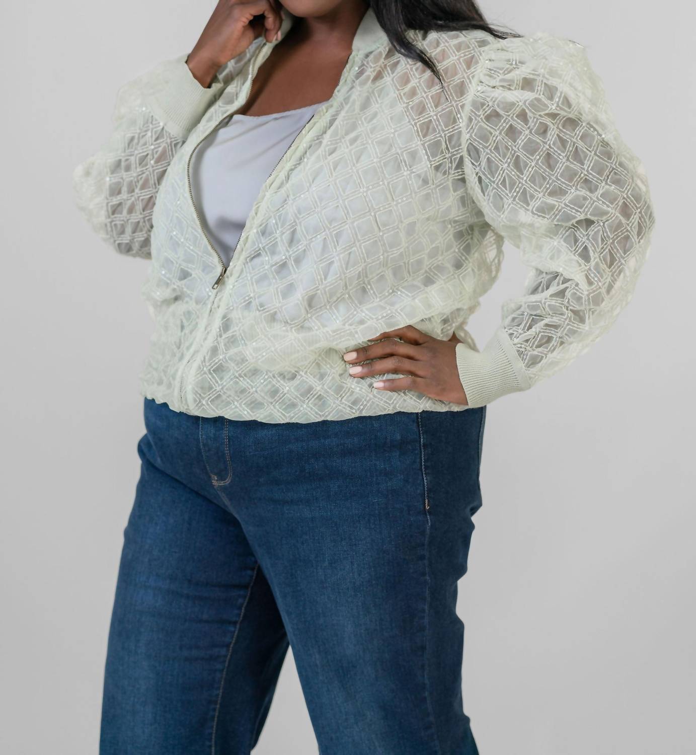 -Bl^Nk- - Ayana Long Sleeve Zip Front Jacket - Plus