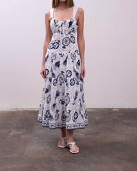 Moon River - Sailor Square Neck Midi Dress