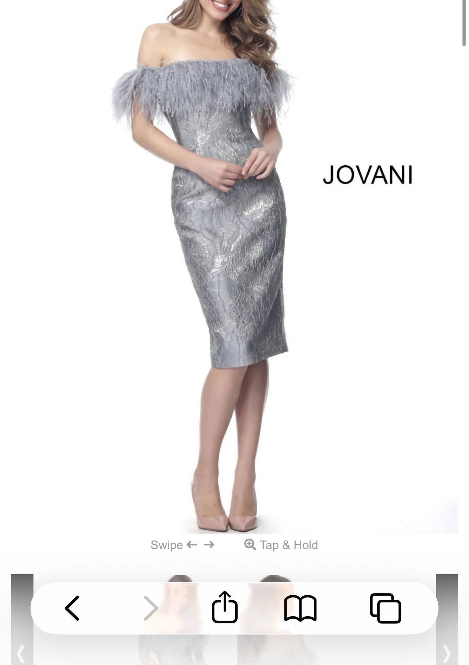 JOVANI Off the shoulder Cocktail Dress in grey - women's dress