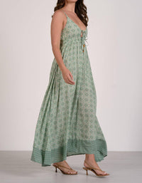 Elan - Spaghetti Strap Tie Front Maxi Dress