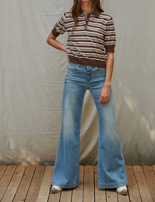 By Together - Knit Sweater Striped Half Button Up