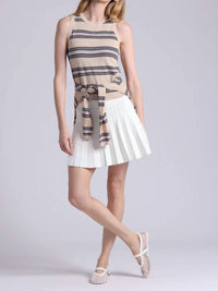Minnie Rose - Cotton Cashmere Striped Crew Neck Tank