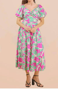 Very J - Women's Kate Floral Puff Sleeve Cutout Midi Dress