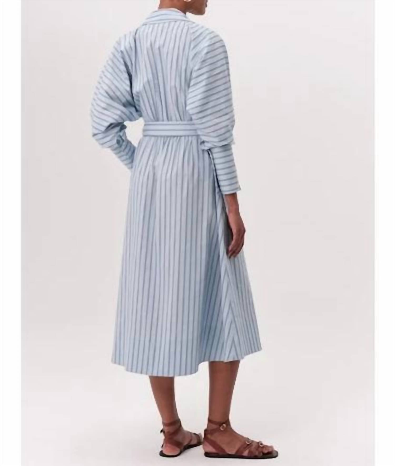 Exquise - Raglan Sleeve Shirt Collar Belted Regular Midi Dress