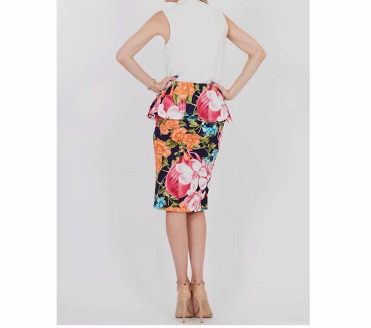 42Pops - Botanical Bliss Peplum Midi Skirt