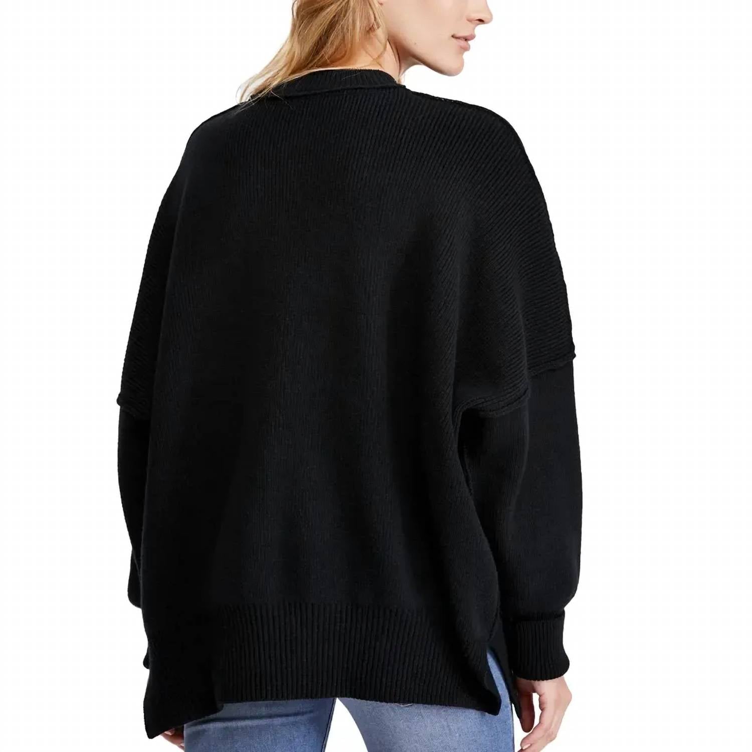 Free People Easy Street Tunic Sweater in black - women's sweater - detail view
