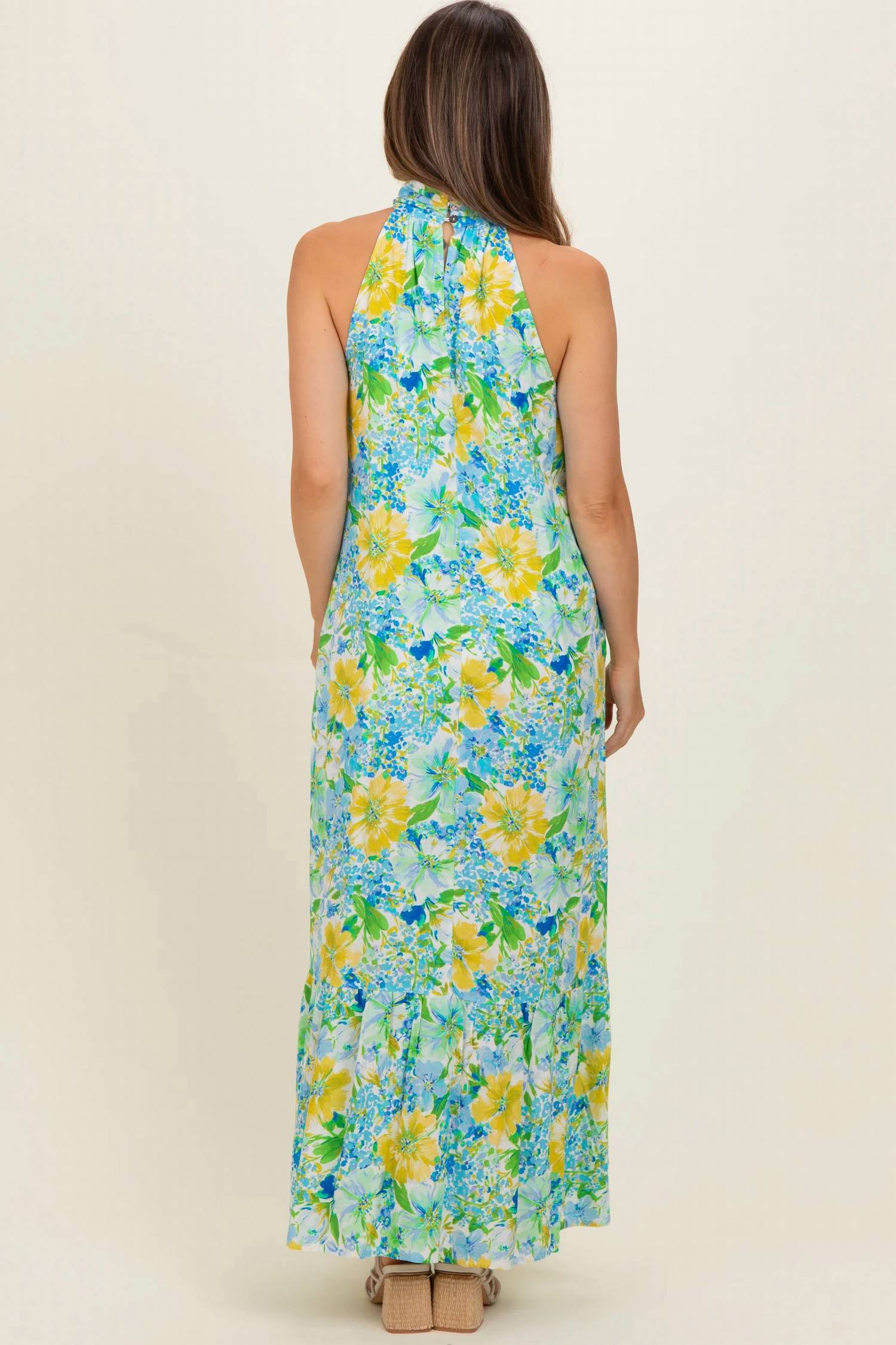 Entro - Oceanside Halter Mock Neck Maxi Dress
