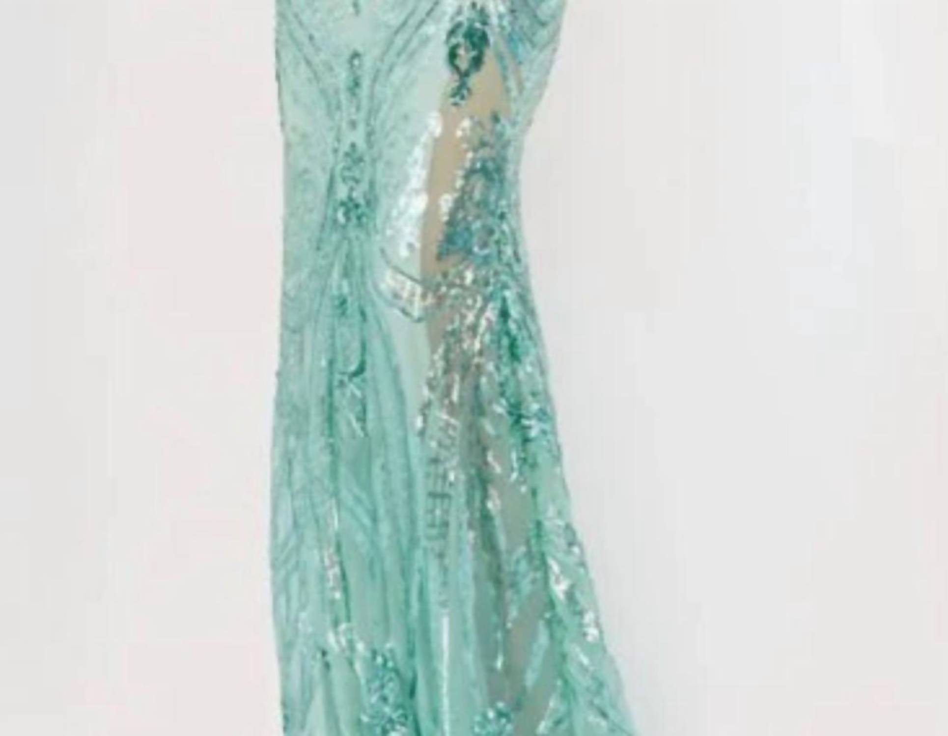 Jovani - Fitted Sequin Mesh Gown