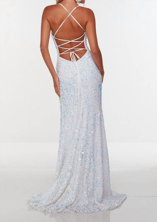 Alyce Paris - Ruched Plush Sequin Dress