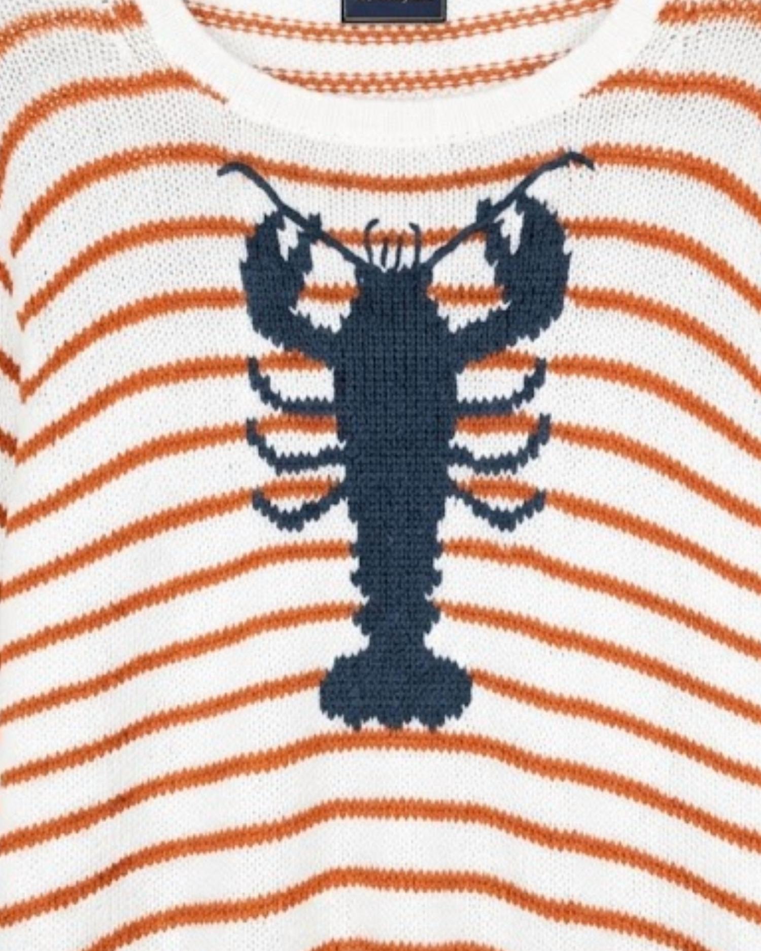 Wooden Ships - Women's Lobster Striped Crew Sweater