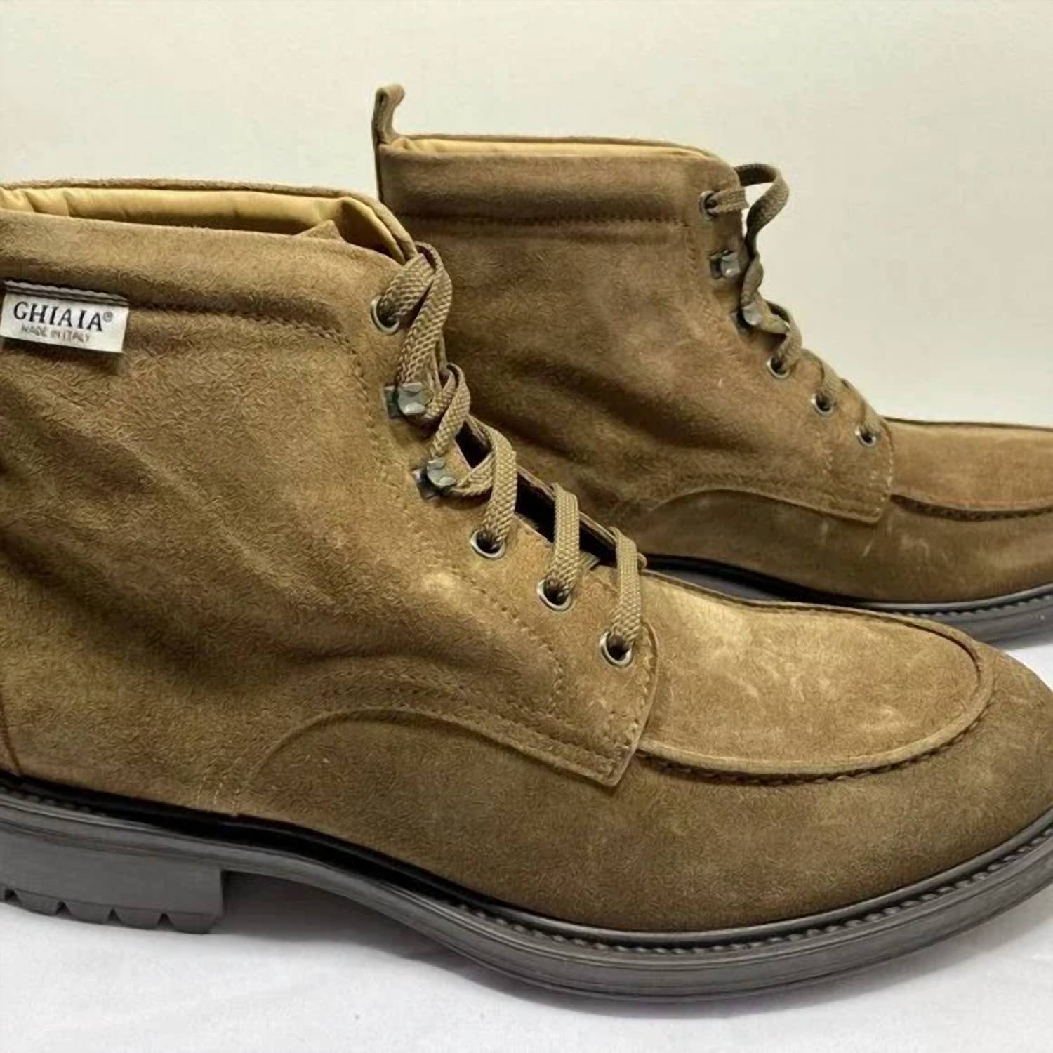 Ghiaia Cashmere Men's Suede Combat Hiking Boots in brown - men's boots