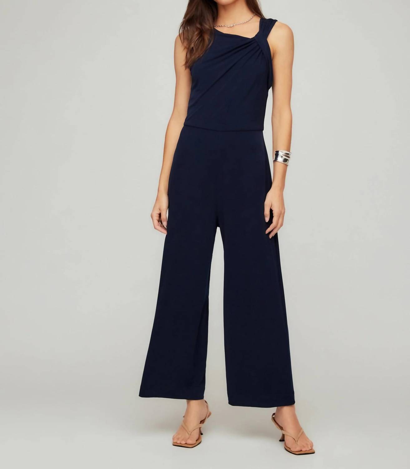 Fifteen Twenty Becca Cropped Jumpsuit in navy - women's pants