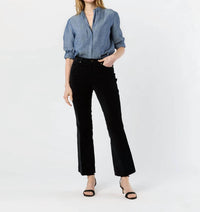 Ann Mashburn Kendall Flare Five Pocket Jeans in black stretch velveteen - women's jeans