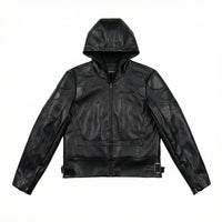 knotWTR Unisex I’m Worth A Lot Leather Jacket With Hood in black - women's jacket - view 5