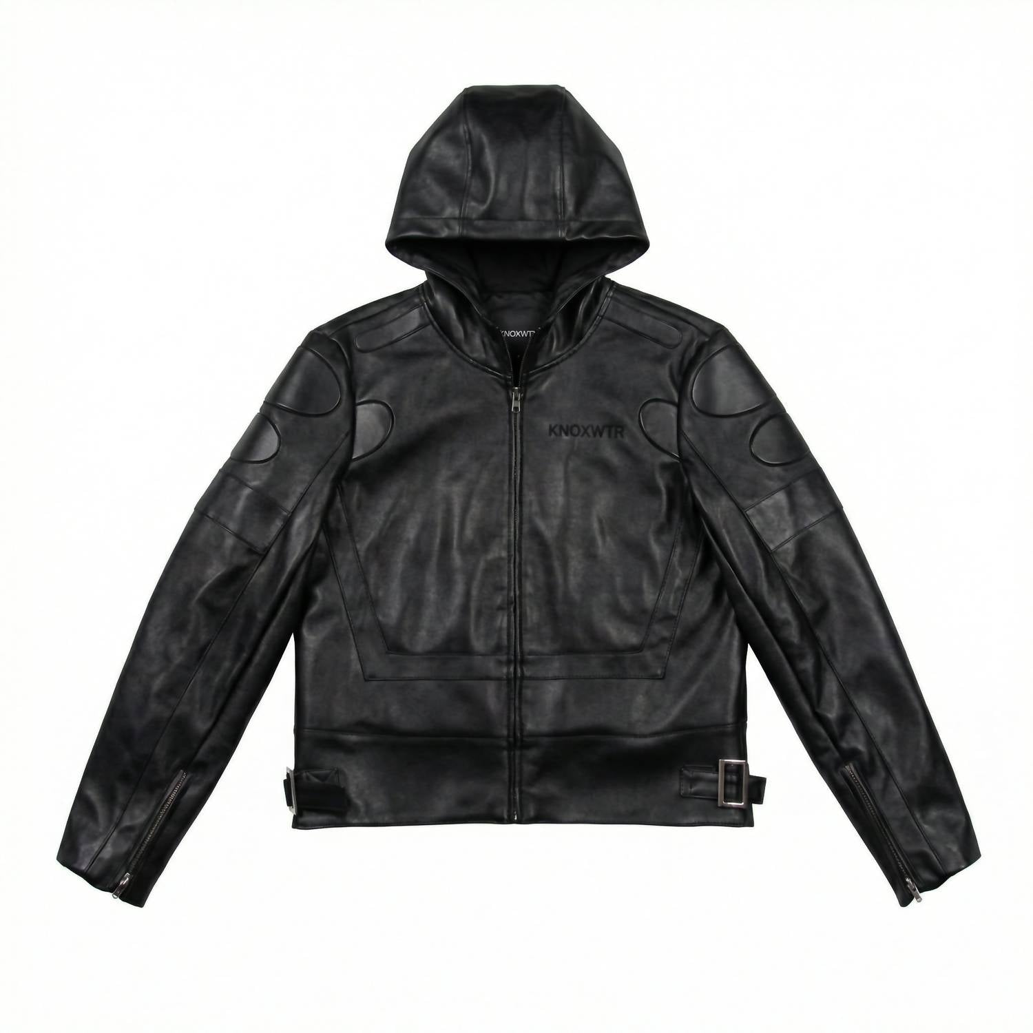 knotWTR Unisex I’m Worth A Lot Leather Jacket With Hood in black - women's jacket - view 5