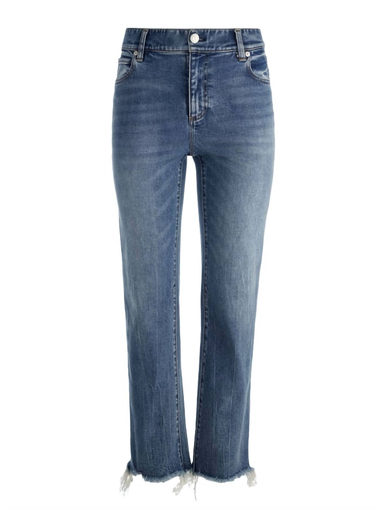 Alice + Olivia - Fierce Raw Hem Slim Straight Leg Jeans