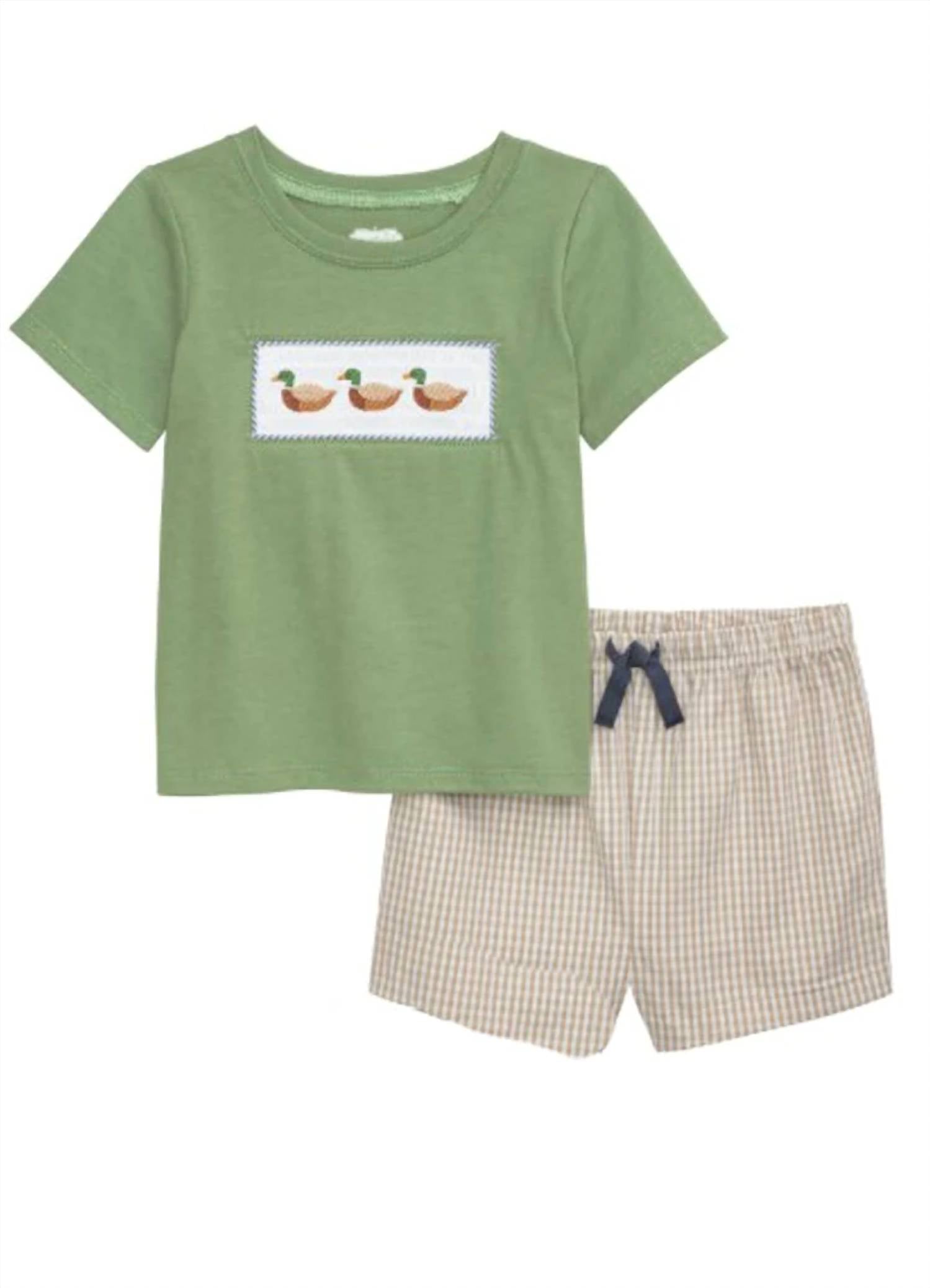 Mudpie - Kid's Smocked Duck Short Set