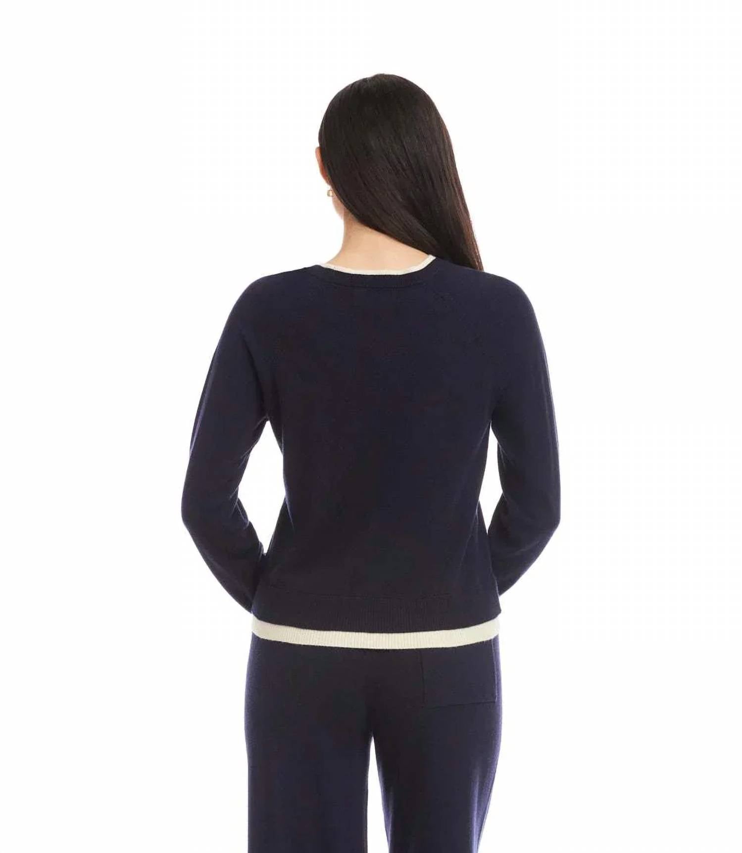 Karen Kane - Cleo Contrast Crewneck Sweater
