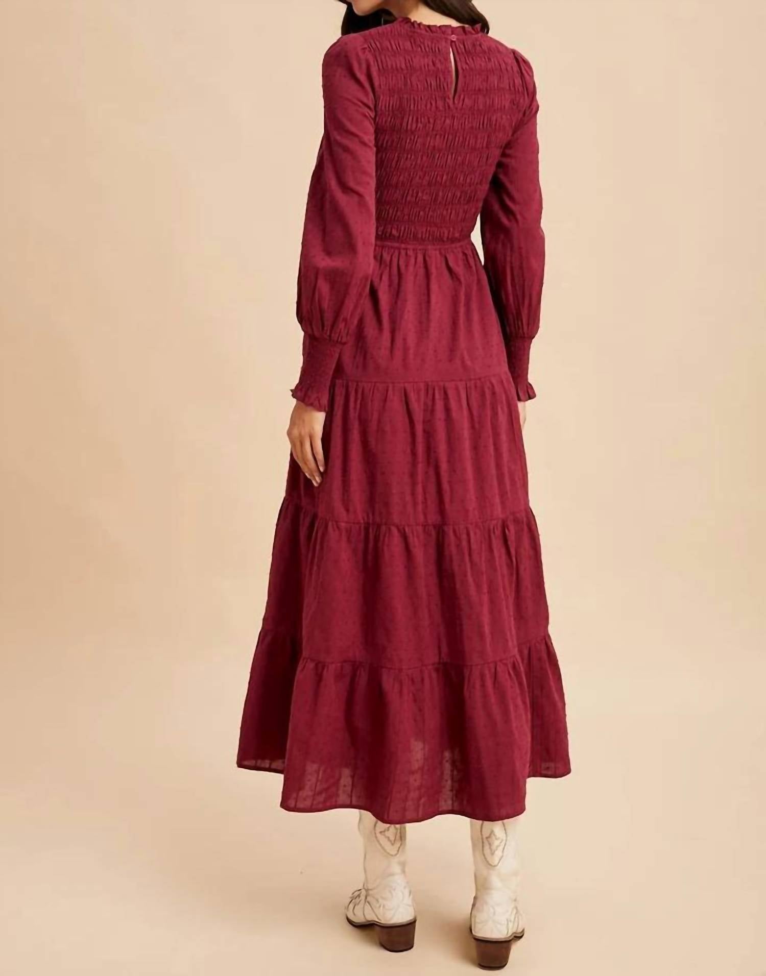 In-Loom - Smocked Swiss Dot Maxi Dress