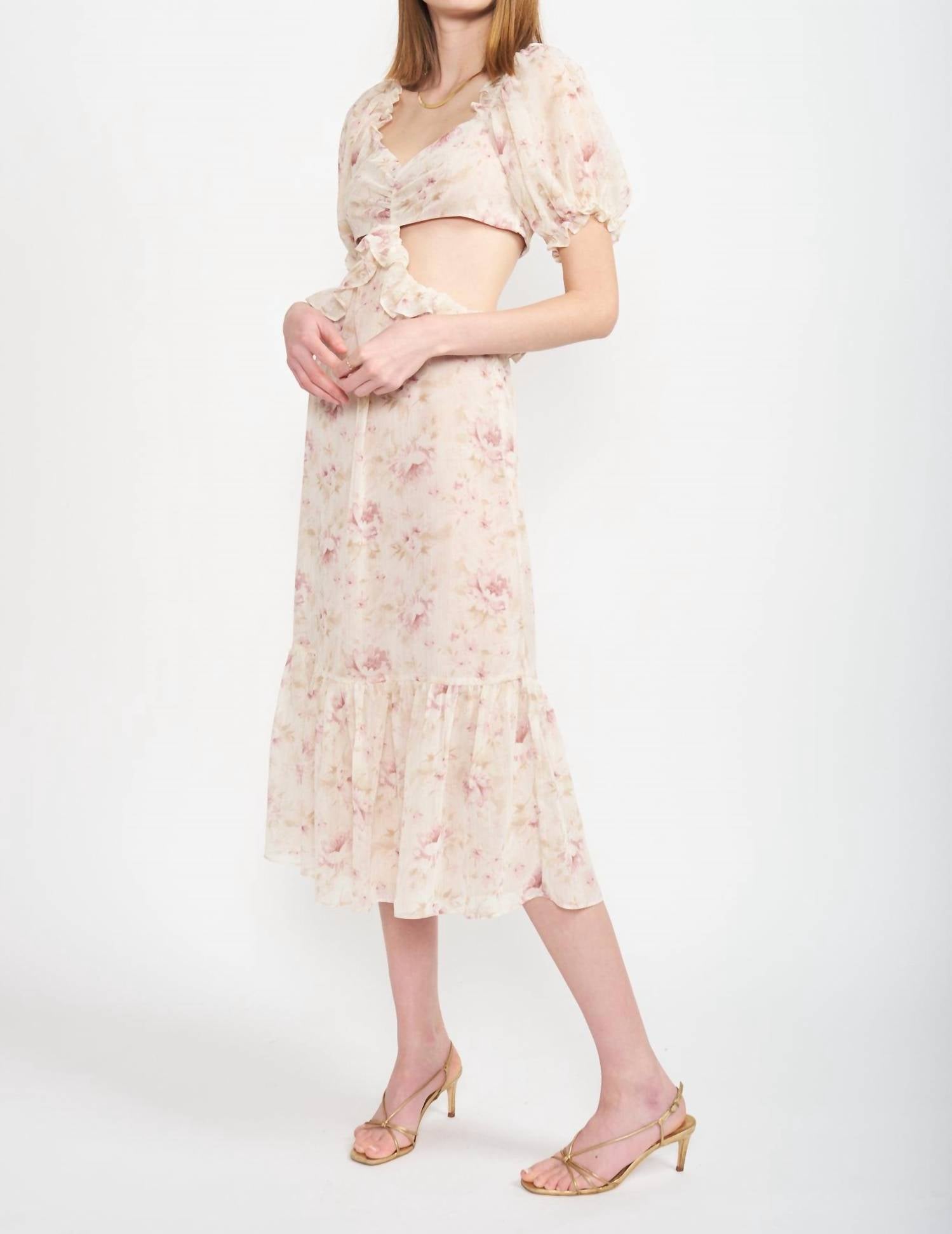 En Saison - Kika Floral Cut Out Midi Dress
